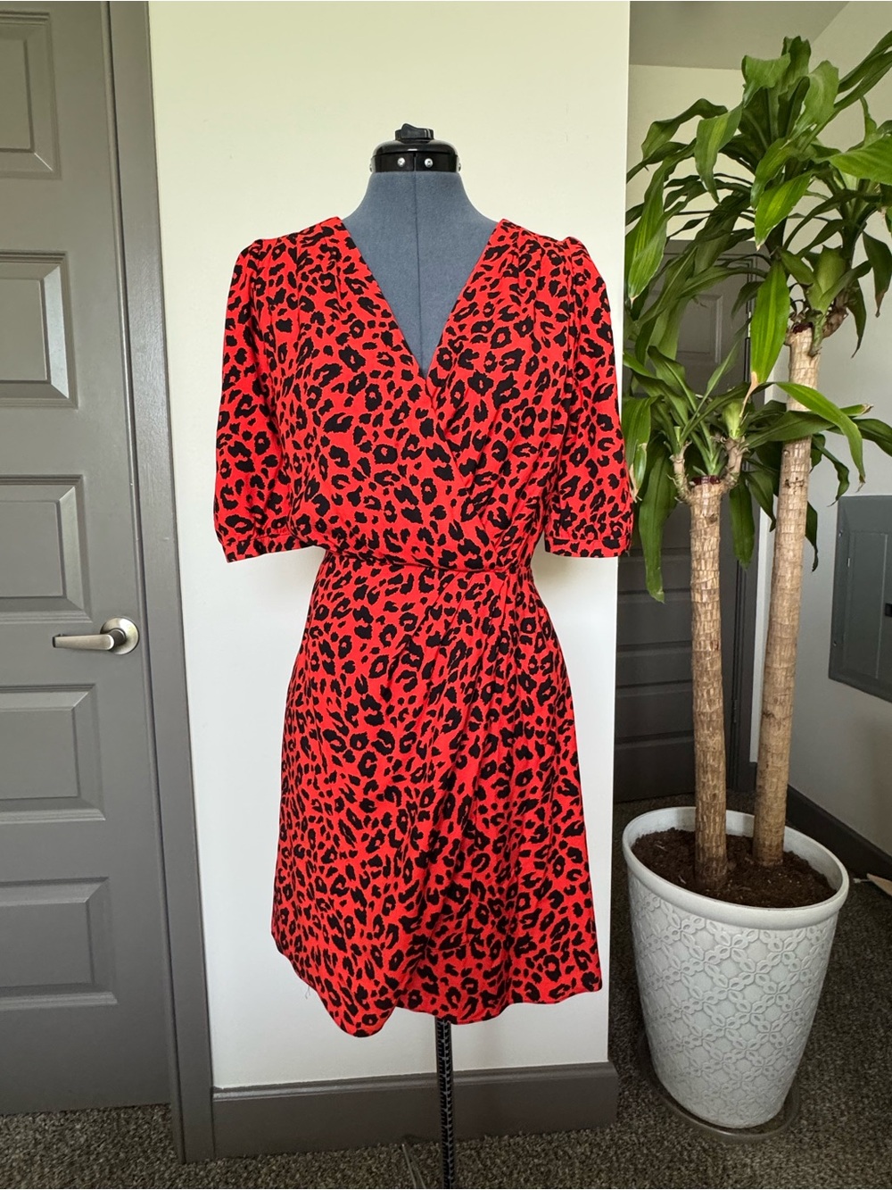 NWT The Kooples Red Leopard Print Wrap Dress